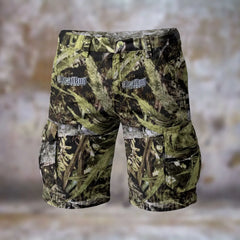 RealBud Camo Men's Cargo Shorts with Cannabis Print - Stylish & Functional Denim-Like Fabric Yoycol