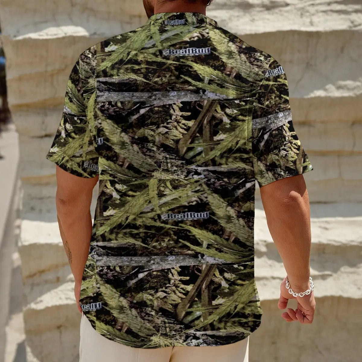 RealBud Camo Men's Henley Polo Shirt - Lightweight 100% Polyester Comfort Fit for Warm Weather Yoycol